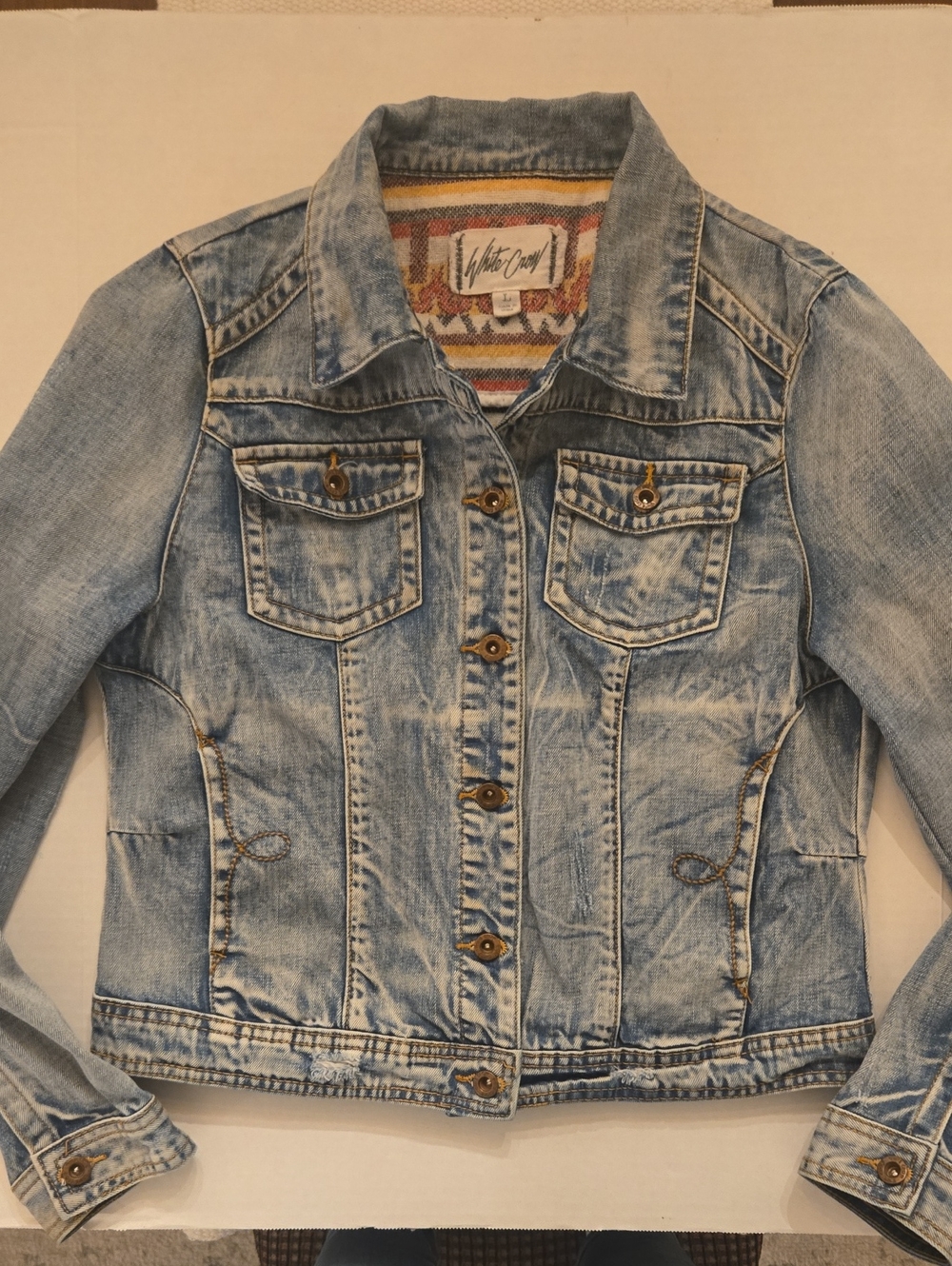 White Crow Faded Light Blue Denim Jacket